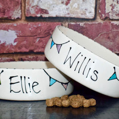 Personalised Bunting Design Dog Bowls | Crazy Fur You
