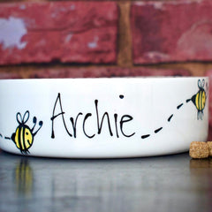 Personalised Busy Bee Dog Bowls | Personalised Dog Bowls