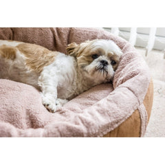 Personalised Caramel Fleece Donut Dog Bed