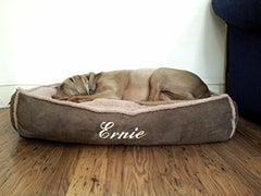 Personalised Cookie Dough Brown Fleece Cradle Dog Bed