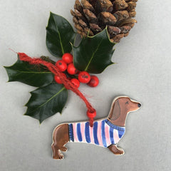 Personalised Handmade Ceramic Dog Christmas Decoration