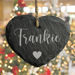 Personalised Hanging Slate Heart Decoration