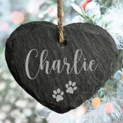 Personalised Hanging Slate Heart Decoration