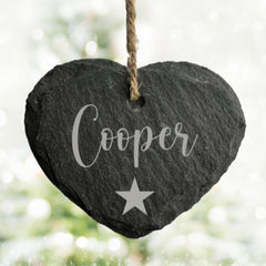 Personalised Hanging Slate Heart Decoration
