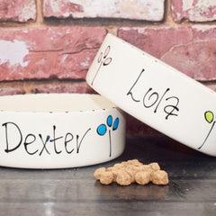 Personalised Petal Design Dog Bowls | Handmade Dog Bowls UK