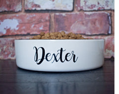 Personalised Script Dog Bowls | Black and White Dog Bowls