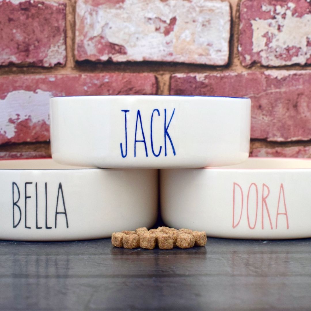 Personalised Skinny Font Dog Bowls