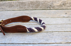 Posh Purple and White 100% British Wool Dog Collar