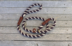 Posh Purple and White 100% British Wool Dog Slip Lead