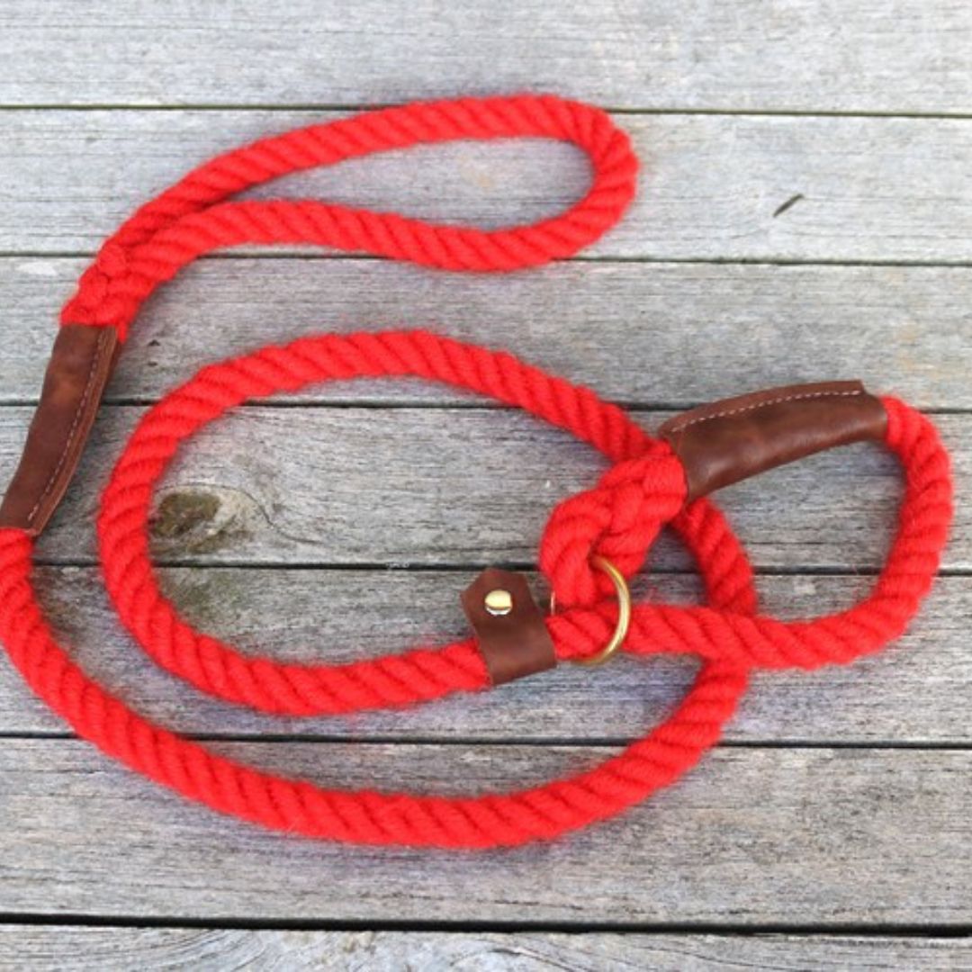 Red 100% British Wool Dog Slip Lead