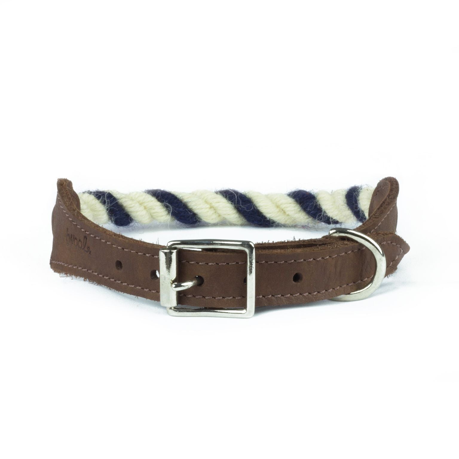 White and Blue 100% British Wool Dog Collar