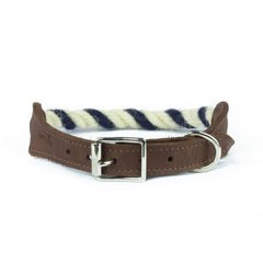 White and Blue 100% British Wool Dog Collar