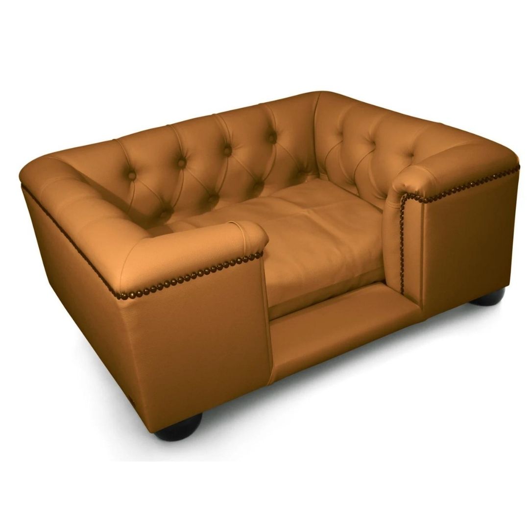 Sandringham Dog Sofa Chesterfield In Camel Faux Leather