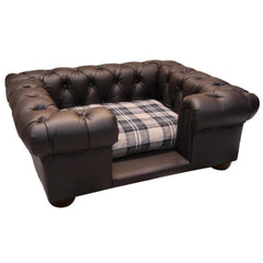Scott's of London Balmoral Dog Chesterfield Chocolate Brown Faux Leather