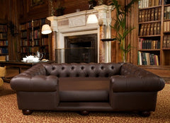 Scott's of London Balmoral Dog Chesterfield Chocolate Brown Faux Leather