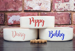 Personalised Script Dog Bowls | Black and White Dog Bowls