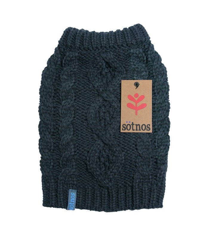 Slate Grey Cable Knit Dog Jumper by Sotnos