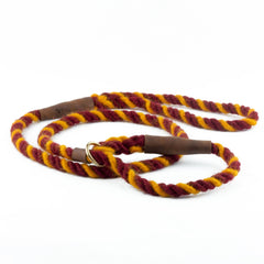 Burgundy and Yellow 100% British Wool Dog Slip Lead