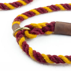 Burgundy and Yellow 100% British Wool Dog Slip Lead