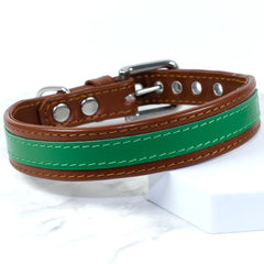 The Strip Thick Leather Dog Collar by Petiquette