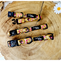 Vintage Yellow Buttercup Peonies Dog Collar