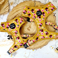 Vintage Yellow Buttercup Peonies Dog Harness