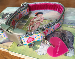 Pink Hearts Designer Puppy Collar and Lead Set