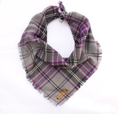 Frayed Buffalo Purple Plaid Dog Bandana by Scamps