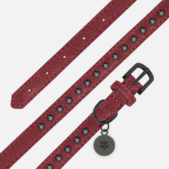 Oxblood Studded Dog Collar