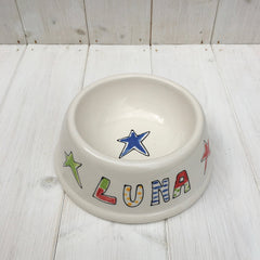 Personalised Dog Bowls With Groovy Style Stars And Name