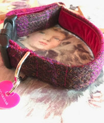 Blackcurrant Velvet Lined Harris Tweed Collar