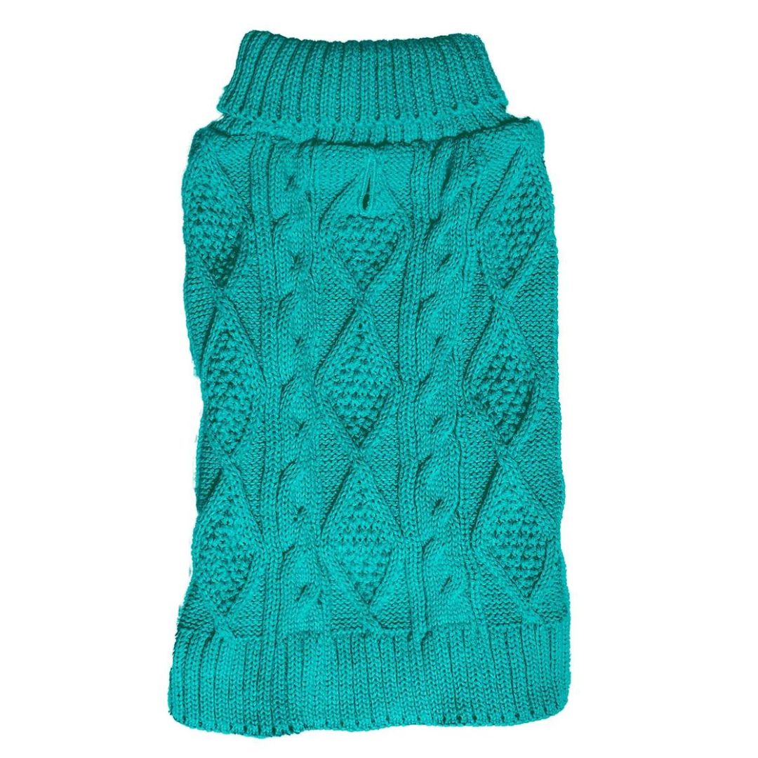 Aqua Cable Knit Dog Jumper by Sotnos