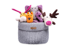 Bowl and Bone Grey Cotton Dog Toy Storage Basket