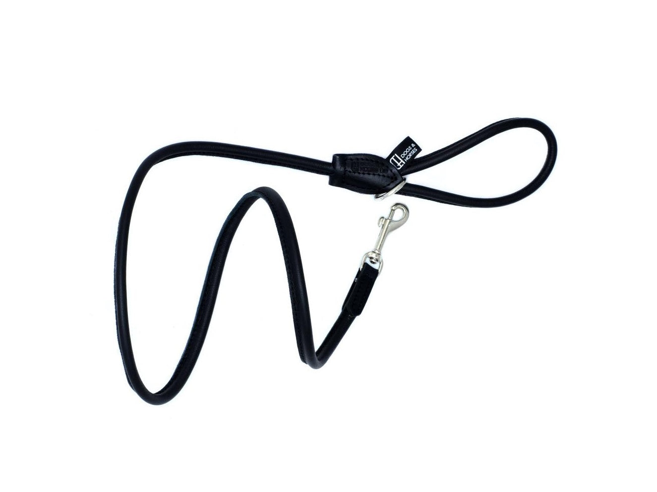 Dogs & Horses Soft Rolled Leather Lead Black With Silver