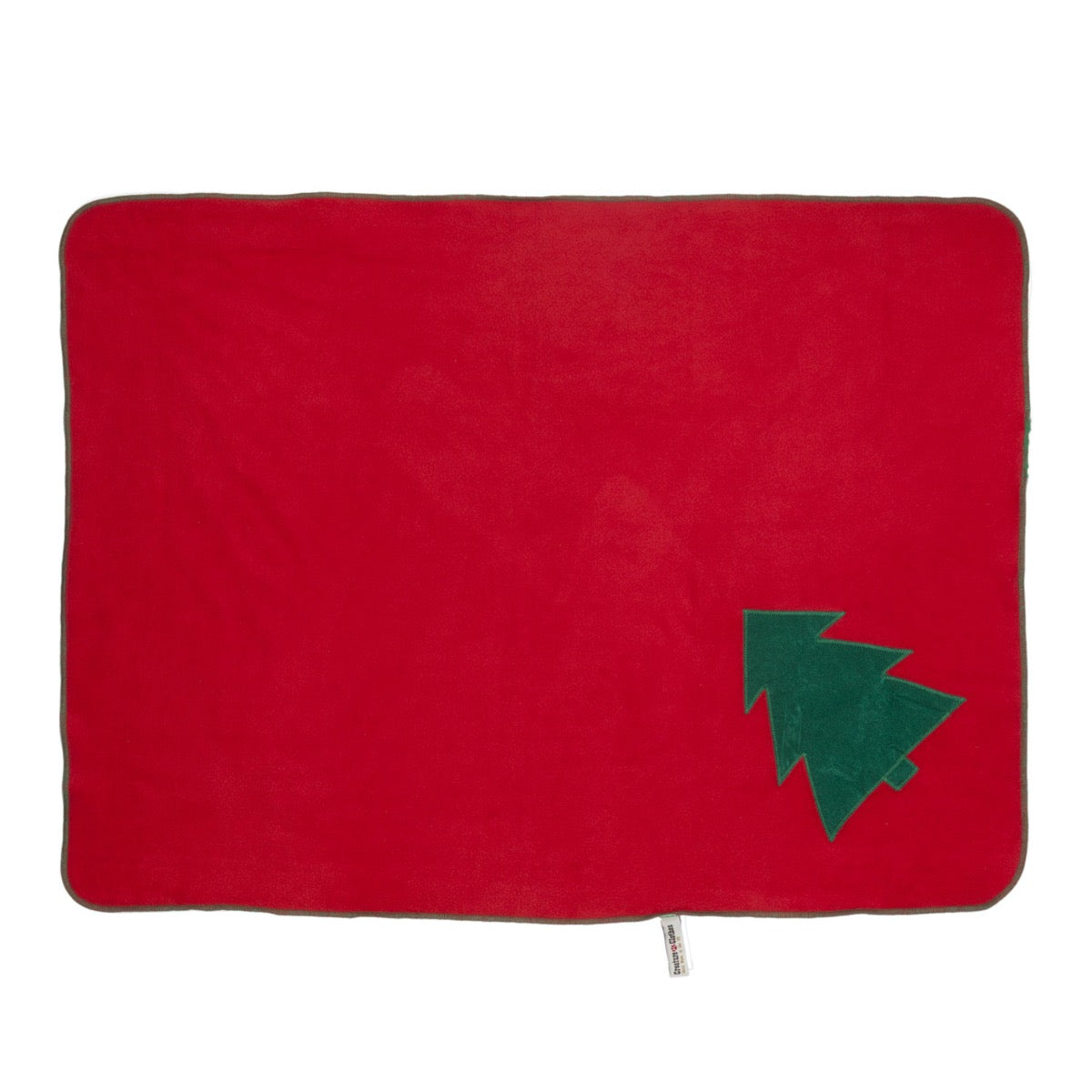 Fleece Christmas Tree Pet Blanket Green on Red