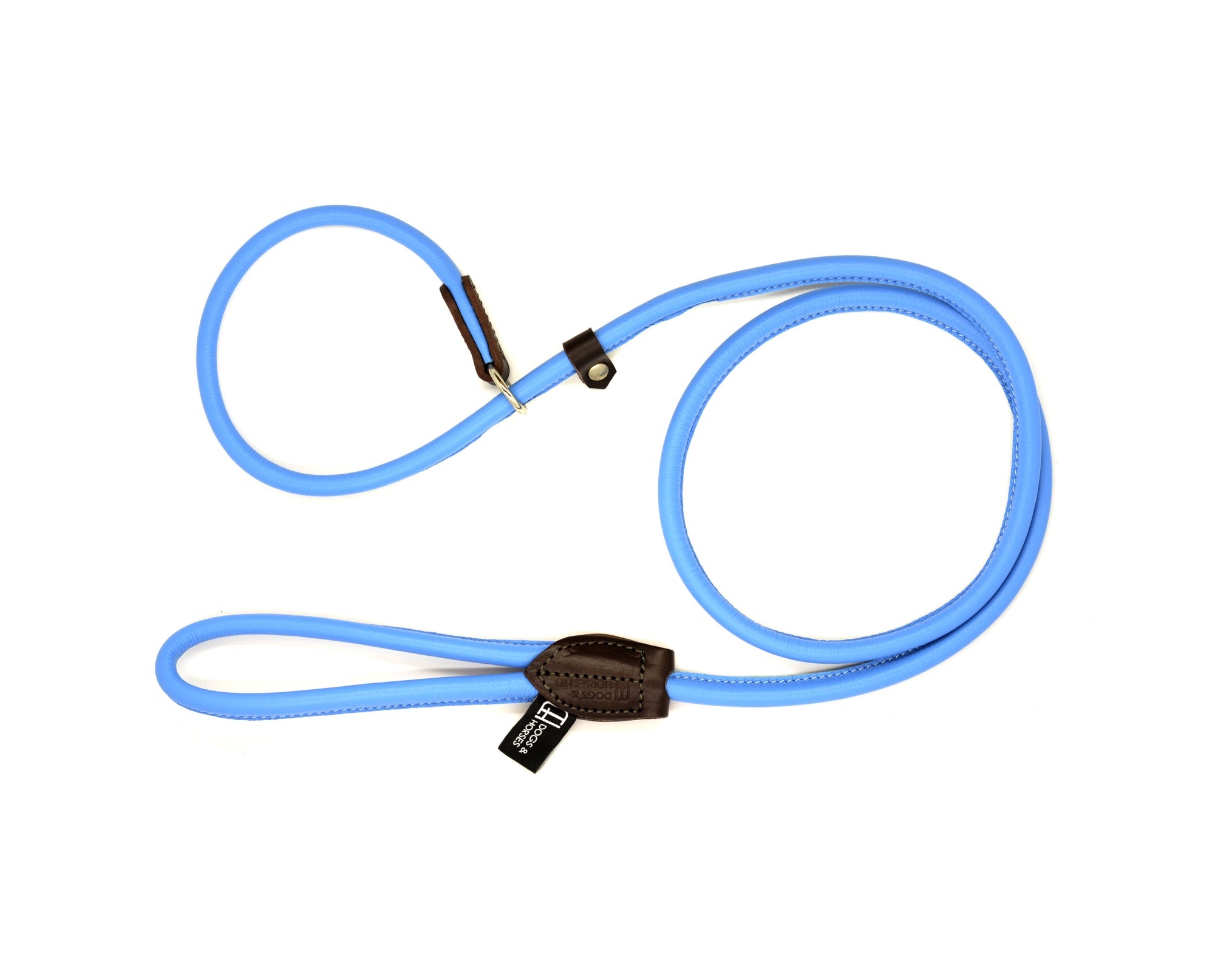 Dogs & Horses Rolled Leather Slip Lead Blue