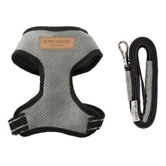 Bowl and Bone Candy Grey Dog Harness And Lead Set