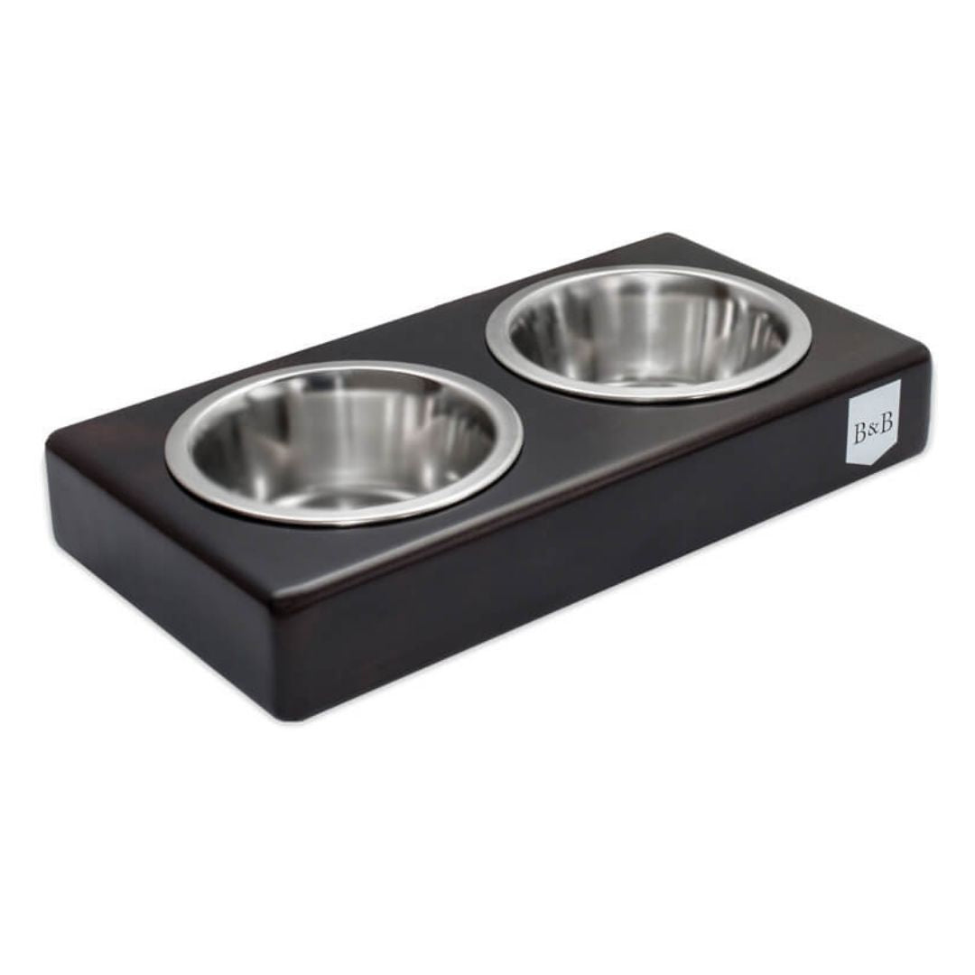 Bowl and Bone Chestnut Double Dog Feeder