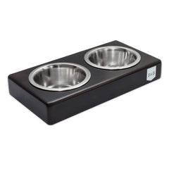 Bowl and Bone Chestnut Double Dog Feeder