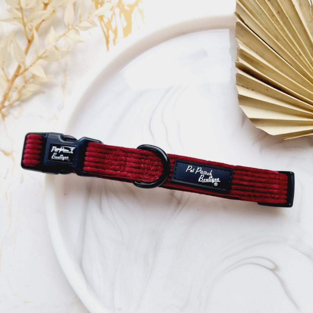 Burgundy Cord Dog Collar | Pet Pooch Boutique