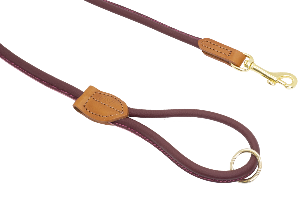 Dogs & Horses Soft Rolled Leather Leads Burgundy