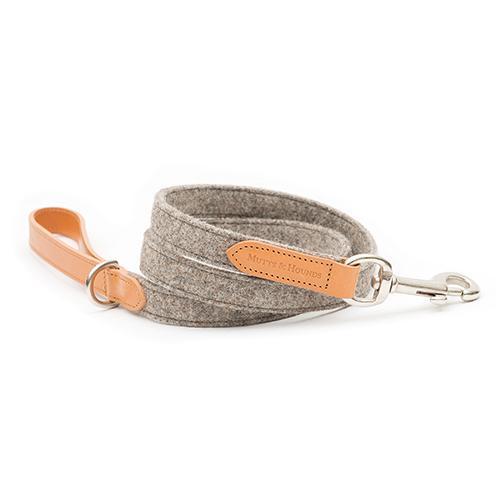 Camello Leather & Grey Tweed Dog Lead