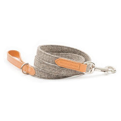 Camello Leather & Grey Tweed Dog Lead