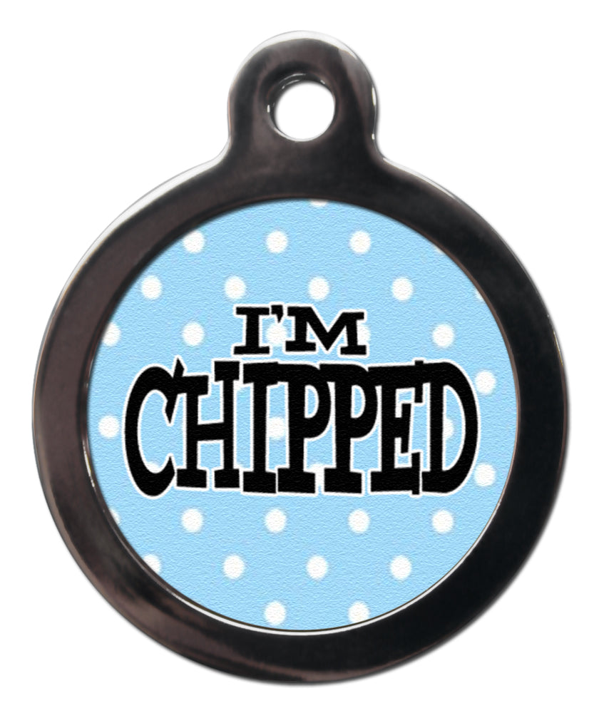 I'm Chipped Blue Polka Dot Dog Tag