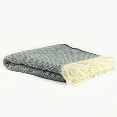 Charcoal & Ecru Herringbone Wool Rugleton | Twool