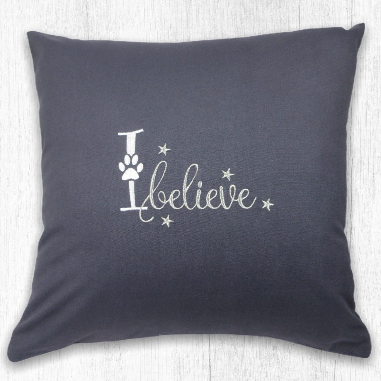 I Believe Grey Christmas Pet Cushion | Christmas Gifts For Dogs