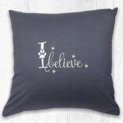 I Believe Grey Christmas Pet Cushion | Christmas Gifts For Dogs