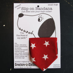 Creature Clothes Slip On Bandana Red with White Stars