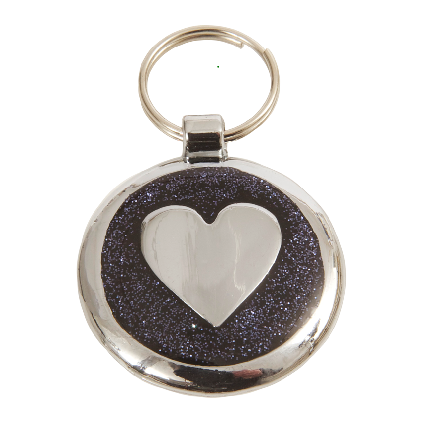 Black Glint Heart Small 20mm Designer Dog Tag Shimmer Range