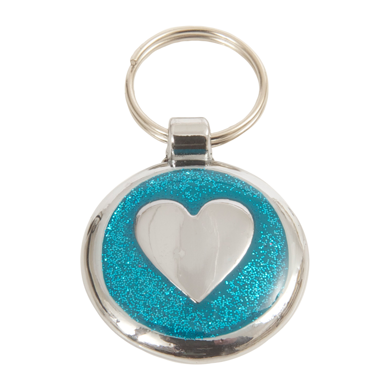 Azure Blue Heart Small 20mm Designer Dog Tag Shimmer Range